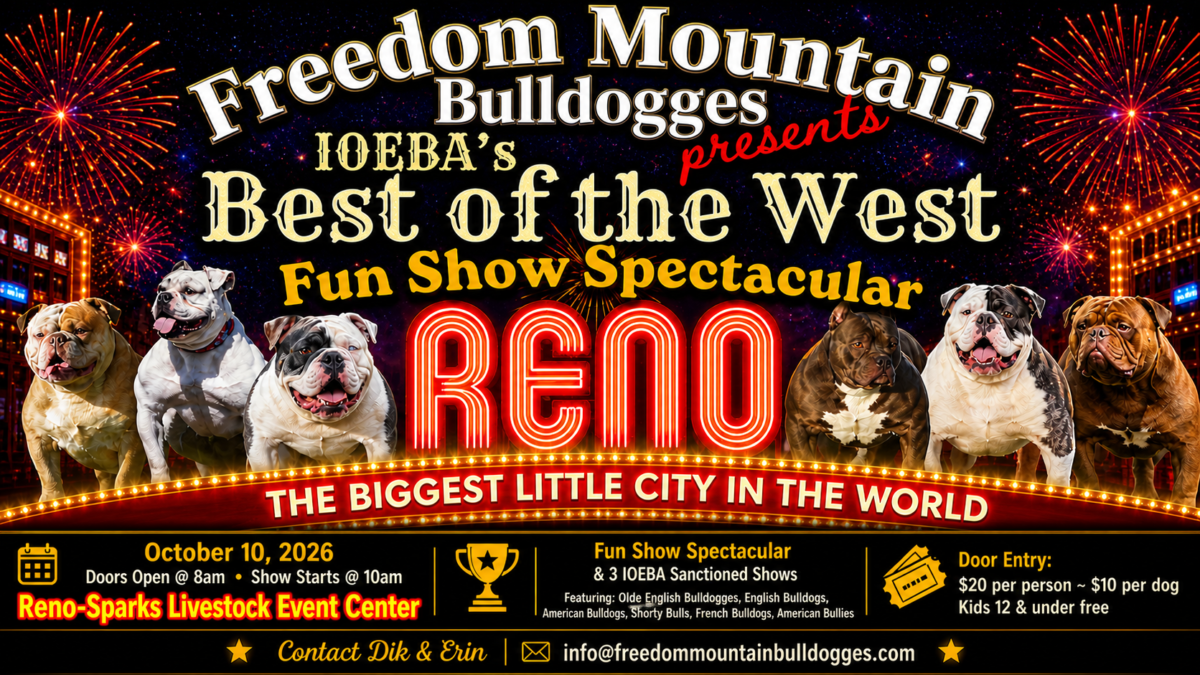 IOEBA Best of the West Dog Show Spectacular in Reno, Nevada on October 10, 2026