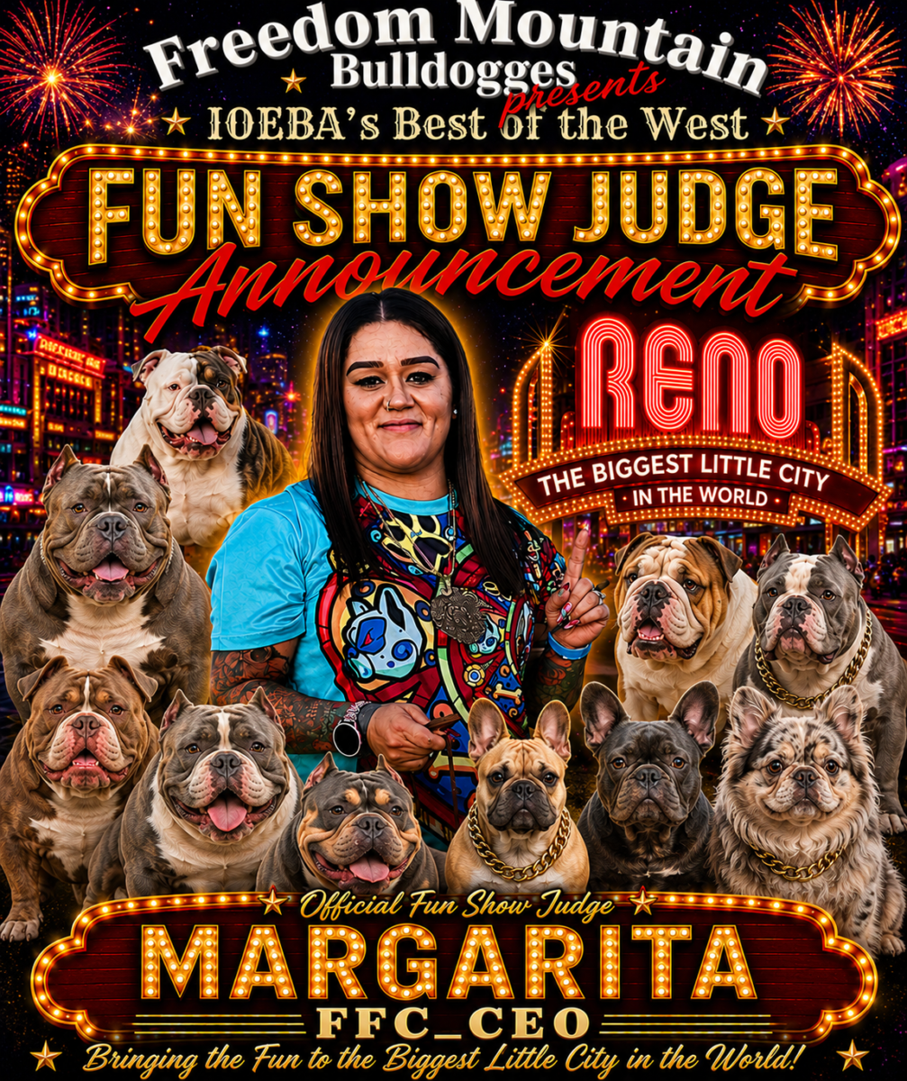 Fun Show Judge Margarita for the IOEBA Best of the West Dog Show Spectacular in Reno, Nevada on October 10, 2026